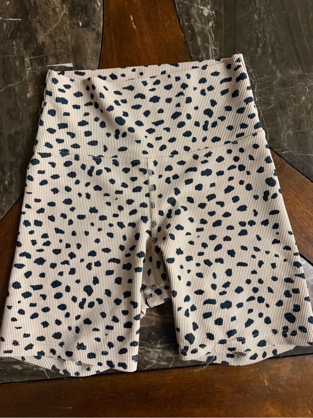 Beach Riot Cream & Black Spot Ribbed Bike Shorts